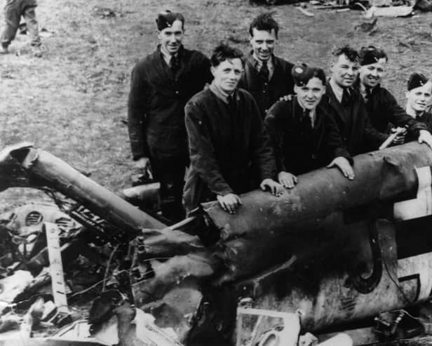 May 1941:  The debris of the Messerschmitt ME-110 from which Rudolf Hess bailed out over Eaglesham on his historic lone flight to Scotland to plead for an Anglo-German peace on the eve of Germany’s attack on Russia.  (Photo by Express/Express/Getty Images)