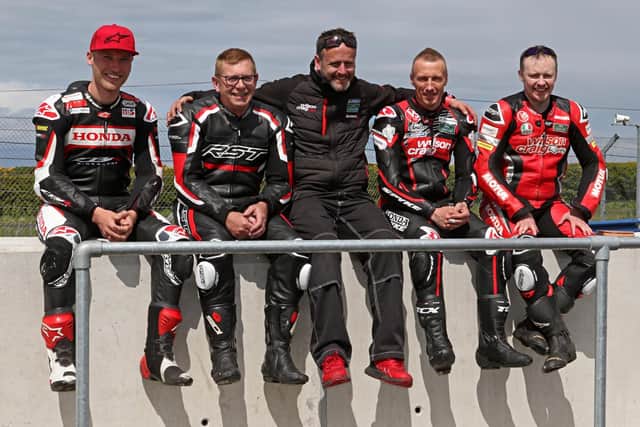 The Wilson Craig Racing Team (from left): Davey Todd, James McMahon, Darren Gilpin (team principal), Chris Burns and Steven Smith.