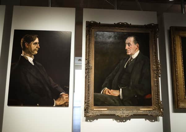The exhibition includes portraits of De Valera and Lord Carson