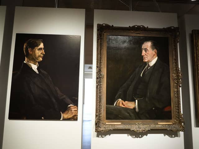 The exhibition includes portraits of De Valera and Lord Carson