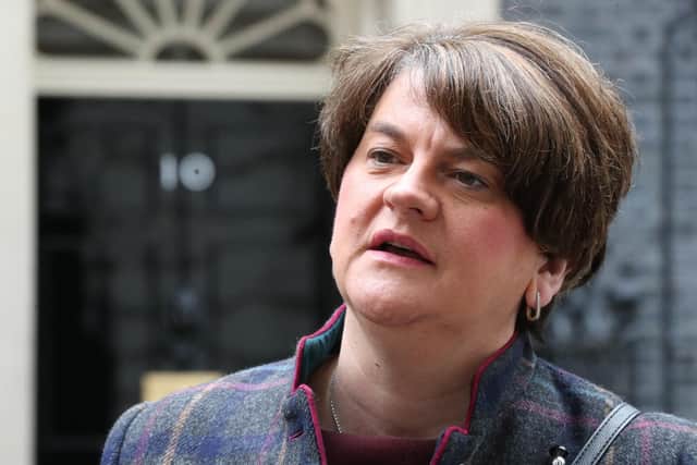 First Minister, Arlene Foster, pictured in Downing Street on Thursday morning.