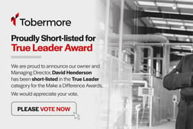 David Henderson, Tobermore MD, has been nominated for the True Leader Accolade at the Make A Difference Awards