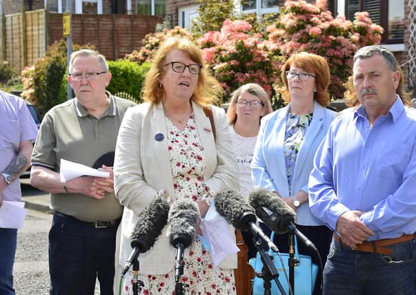 Ballymurphy relatives speaking to the media recently.
Picture By: Arthur Allison.