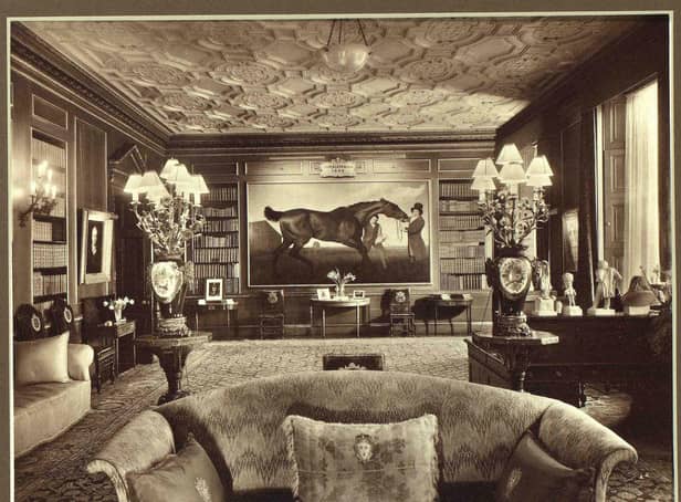 Interior of Londonderry House, Park Lane, London c.1920s. Note the painting of 'Hambletonian, Rubbing Down' by Stubbs, which now hangs in Mount Stewart, Co Down. Picture courtesy of Lady Rose Lauritzen and the Deputy Keeper of the Records, Public Record Office of Northern Ireland. PRONI reference: D4567/2/23Interior of Londonderry House, Park Lane, London c.1920s. Note the painting of 'Hambletonian, Rubbing Down' by Stubbs, which now hangs in Mount Stewart, Co Down. Picture courtesy of Lady Rose Lauritzen and the Deputy Keeper of the Records, Public Record Office of Northern Ireland. PRONI reference: D4567/2/23