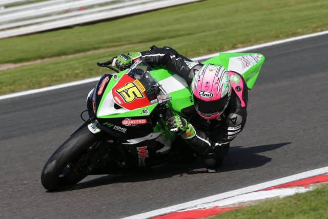 Eugene McManus on the Affinity Sports Kawasaki in last year's Pirelli National Superstock 600 Championship. Picture: David Yeomans.