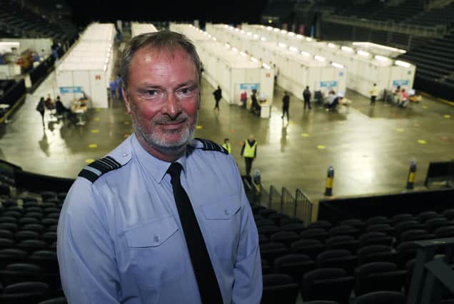 Air Marshal Sean Reynolds, who said the military were aware of the "sensitivities" around their deployment, at the SSE Arena in Belfast
