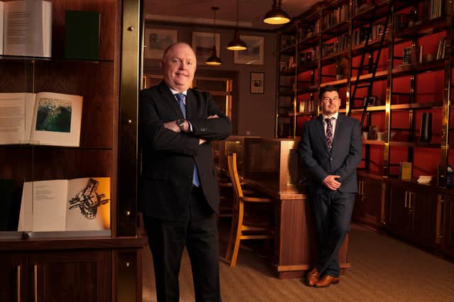 WorkSpace Head, Richard Cheevers with Head of Business Development, Richard Carron inside the Seamus Heaney Homeplace Visitor Centre, Bellaghy, where WorkSpace has completed an interior fit-out project