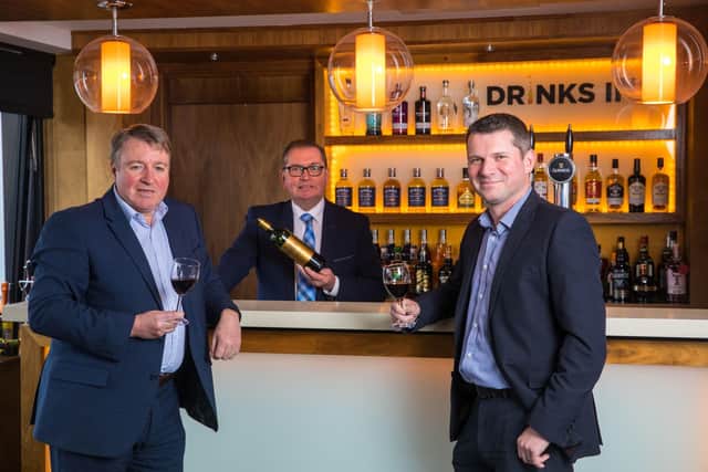 Tom Kinnier, sales manager, Peter McBride, wine specialist and Richard Mayne, wholesale director of Drinks Inc