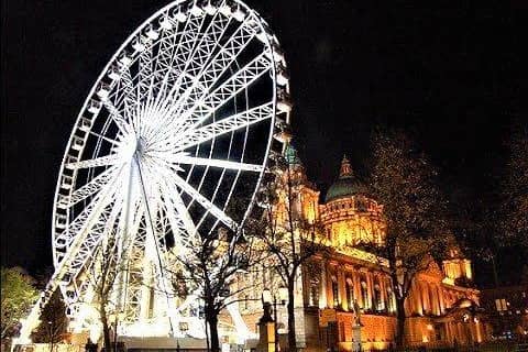 The big wheel at Belfast City Hall; a smaller model is now to open in Botanic Gardens in a few weeks’ time