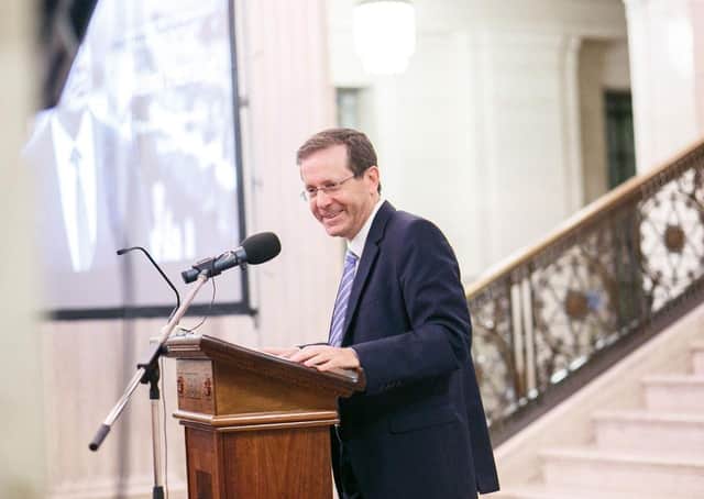 Isaac Herzog, son of Belfast man and former Israeli President Chaim Herzog, visited the city of his father's birth in 2018. Seen here is giving an address at Stormont.
