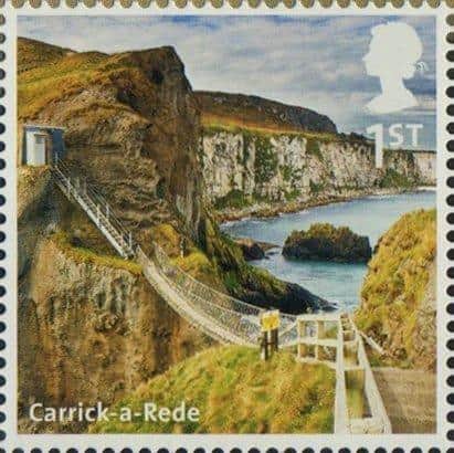 Stamp showing Carrick-a-Rede Rope Bridge to celebrate NI 100