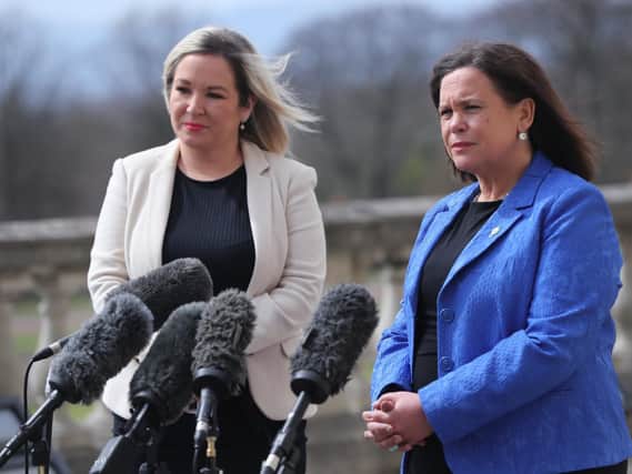 Sinn Fein vice-president, Michelle O'Neill (left) and Sinn Fein President, Mary-Lou McDonald.