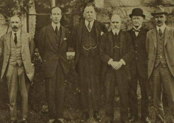 The Cabinet of Northern Ireland in 1921 (from left) Dawson Bates, Marquess of Londonderry, James Craig, H M Pollock, E M Archdale and J M Andrews