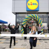 Pictured launching the new store are Callum Burke, Edenderry Primary School, Matthew Corbett, Edenderry Primary School, Nicola Fullen, High Street Mall Store Manager at Lidl Northern Ireland, Orla McAtamney, St John the Baptist Primary School and Blaine Nelson, Portadown Integrated Primary School