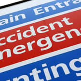 A sign for an Accident and Emergency department at an NHS hospital