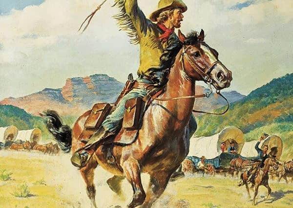Pony Express painting marking the launch of the service on April 3, 1860