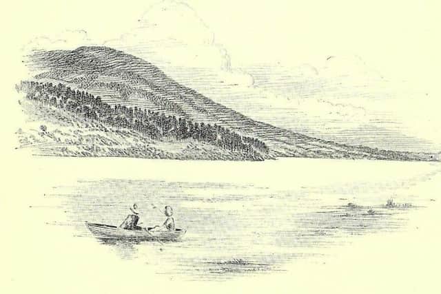 Pencil drawing of Camlough Lake in old Bessbrook book