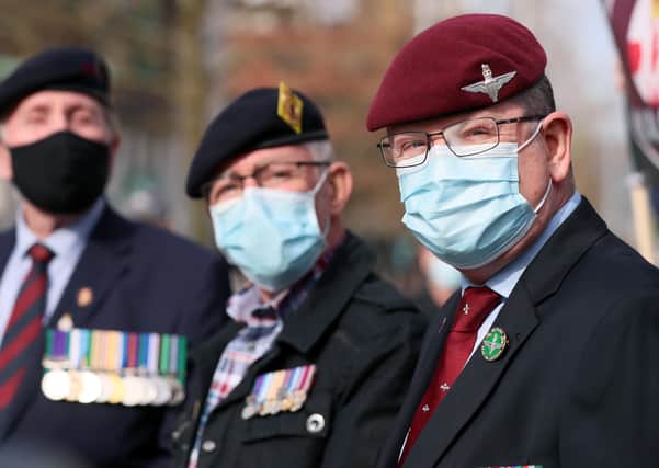 Military veterans outside Belfast Crown Court during the trial of Soldiers A and C. Picture: Jonathan Porter/PressEye