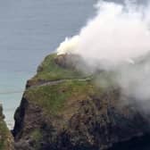 A gorse fire on the famous Carrick-a-rede island. 
Picture by John Mac Kenzie/ McAuley Multimedia