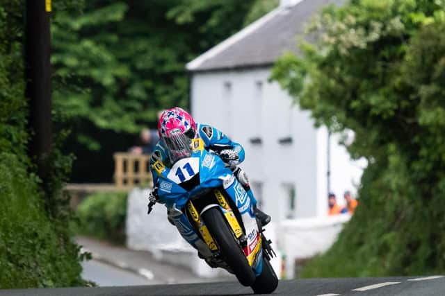 Lee Johnston in action in the Supersport class at the 2019 Isle of Man TT.