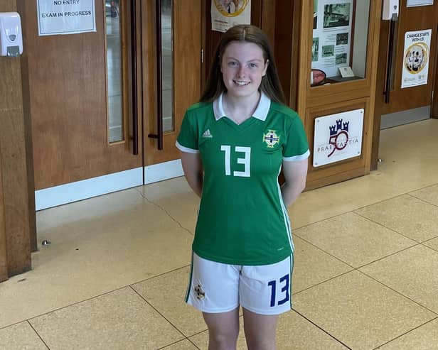 Northern Ireland U19 player Abby Redmond at Carrickfergus Grammar School.