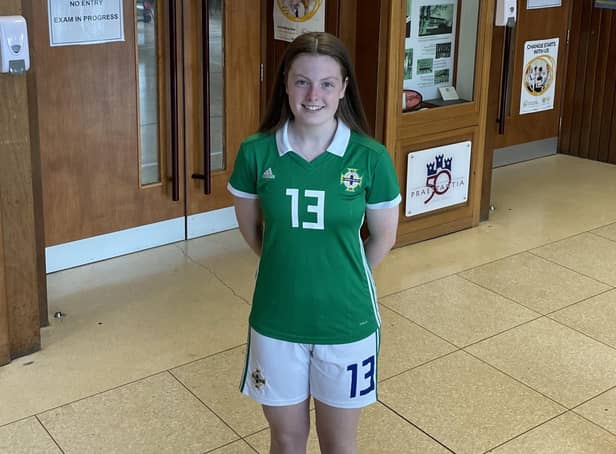 Northern Ireland U19 player Abby Redmond at Carrickfergus Grammar School.