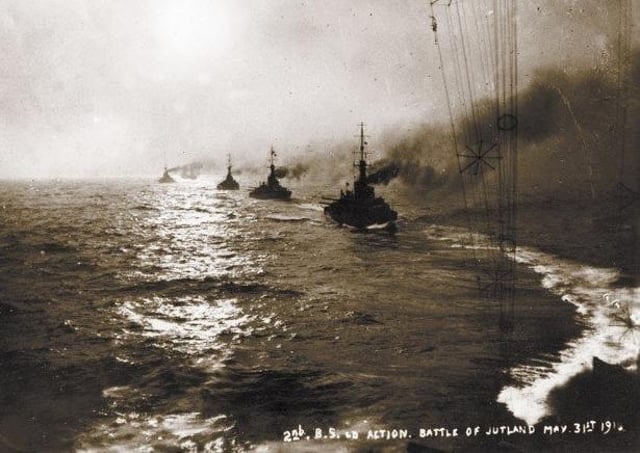 British Navy battleships during the Battle of Jutland 1916