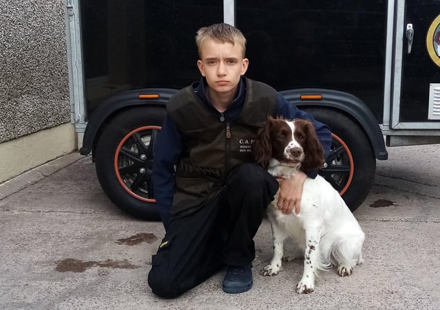 Christopher Kane from Fivemiletown and his dog Heather. Christopher and his family are very concerned about new EU requirements to worm Heather every time he takes her to competitions in England.