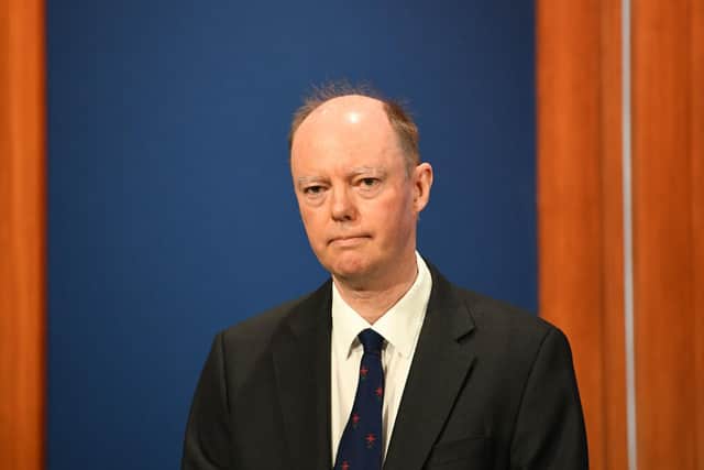 Professor Chris Whitty, during a media briefing in Downing Street