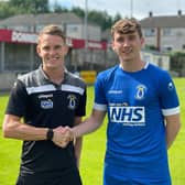 Swifts manager Dean Shiels welcomes new signing Michel Glynn to the club