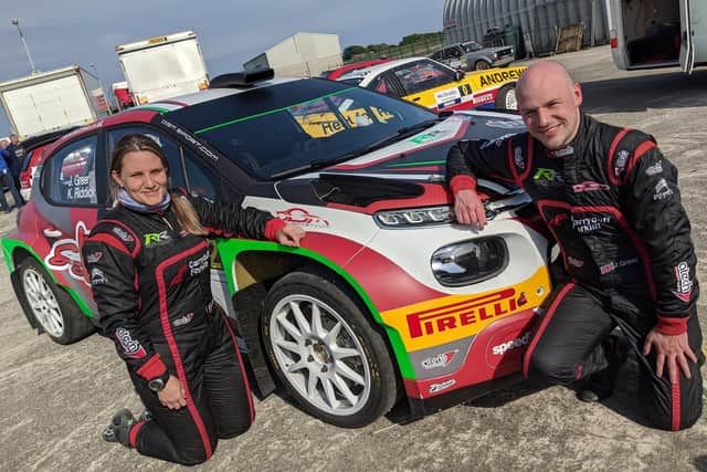 Jonny Greer and Kirsty Riddick claimed victory at the McGrady Insurance Stages, round one of the NI Rally Championship. (Image: Jonathan MacDonald)