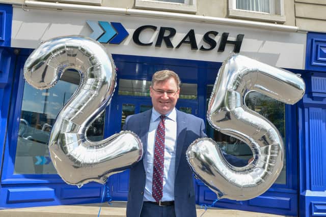 Jonathan McKeown celebrating CRASH Services 25 years in business