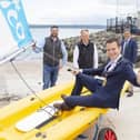 The former Mayor of Mid and East Antrim, Councillor Peter Johnston, visited Carrickfergus Sailing Club to view the new widened slipway.