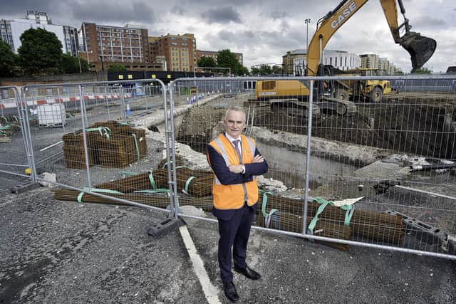 Chris Conway, Chief Executive at Translink, on the site of the new integrated Belfast Transport Hub, part of the transformational Weavers Cross development