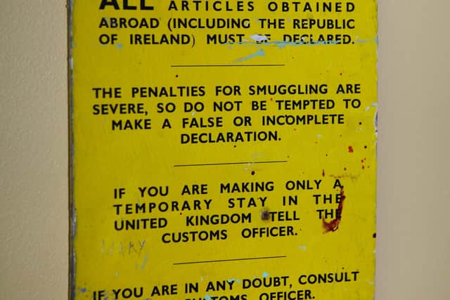 British Customs sign, Headhunters  Railway Museum, Enniskillen