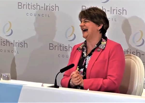 Arlene Foster laughs at the British-Irish Council meeting