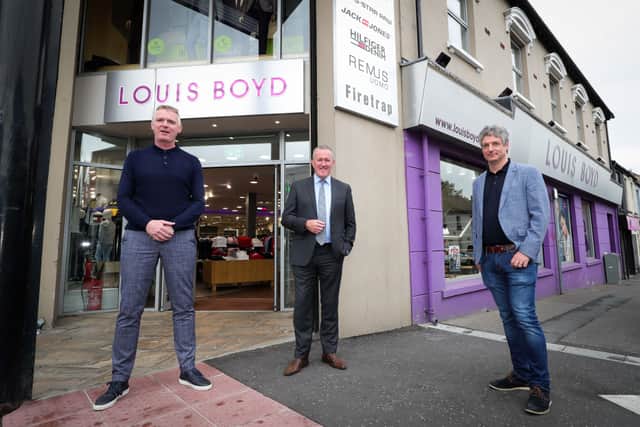 Finance Minister, Conor Murphy with Liam Boyd of Louis Boyd and Barry Kinney, Manager at Louis Boyd