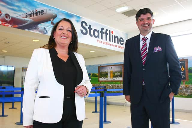 Tina McKenzie, Staffline Ireland, Chief Executive Officer is David Bownes, Head of Media and Advertising at Belfast International Airport
