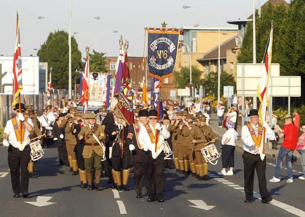 A previous 
Somme Commemoration parade organised by Ballymacarrett District Lodge No 6. Picture: Aidan O’Reilly/Pacemaker Press
