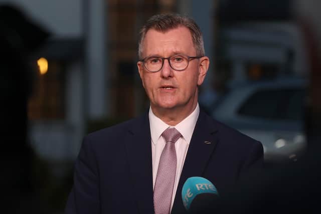 Sir Jeffrey Donaldson at the La Mon hotel, Belfast, as the ruling executive of the DUP gathered to ratify Sir Jeffrey as the new party leader. Picture date: Wednesday June 30, 2021. PA image