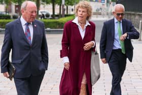 Three of the applicants in the judicial review - Jim Allister, Baroness Hoey and Ben Habib - arrive at the High Court in Belfast to hear the outcome of their joint challenge against the Northern Ireland Protocol. Pic: Jonathan Porter/PressEye