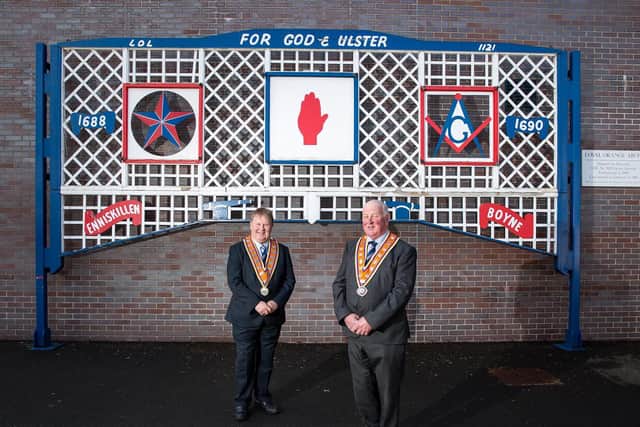 Grand Master Edward Stevenson and Deputy Grand Master Harold Henning are encouraging everyone to enjoy a Twelfth near home this as local parades will be held at around 100 locations. Picture: Graham Baalham-Curry