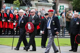 Veterans lay a wreath in the grounds of Belfast City Hall during the 101st anniversary of the Battle of the Somme in 2017. Picture: Kelvin Boyes/Press Eye