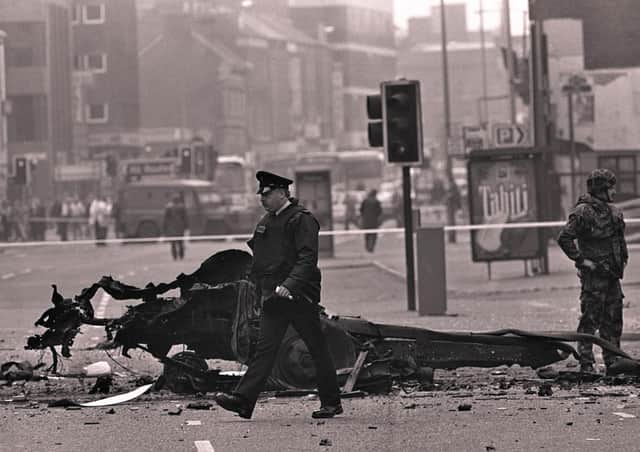 Central Belfast, May 20, 1993: A massive car bomb detonates, wrecking the Opera House on Great Victoria Street - at the same time the IRA was seeking meetings with UK officials