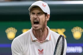 Andy Murray celebrates during success over Oscar Otte. Pic by PA.