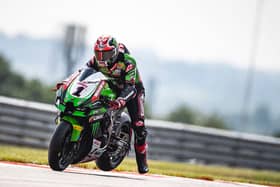 Jonathan Rea finished second in the opening World Superbike race of the weekend at Donington Park.