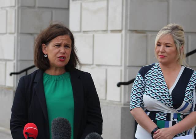 Mary Lou McDonald and Michelle O’Neill of Sinn Fein after yesterday’s "constructive and frank" meeting with Sir Jeffrey Donaldson