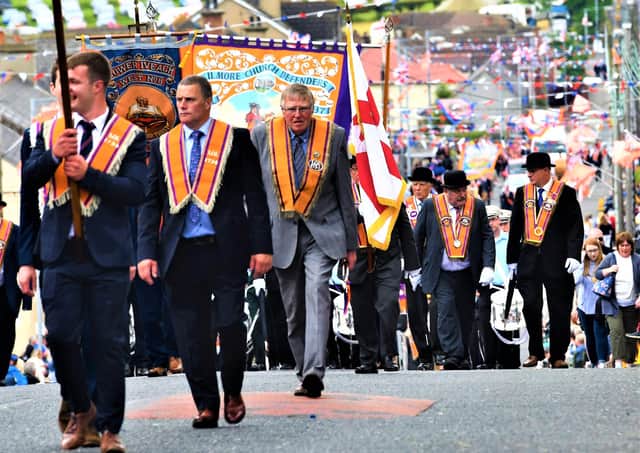 A Twelfth of July parade in Rathfriland, Co Down.Picture: Colm Lenaghan/Pacemaker
