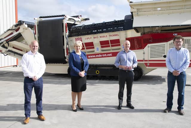 Conor Hegarty, General Manager and Business Line Director of MDS, Minister Heather Humphreys, TD for the Cavan, Monaghan constituency, Pat Brian, VP and Managing Director, Mobile Crushing and Screening, Terex and Liam Murray, founder of MDS International
