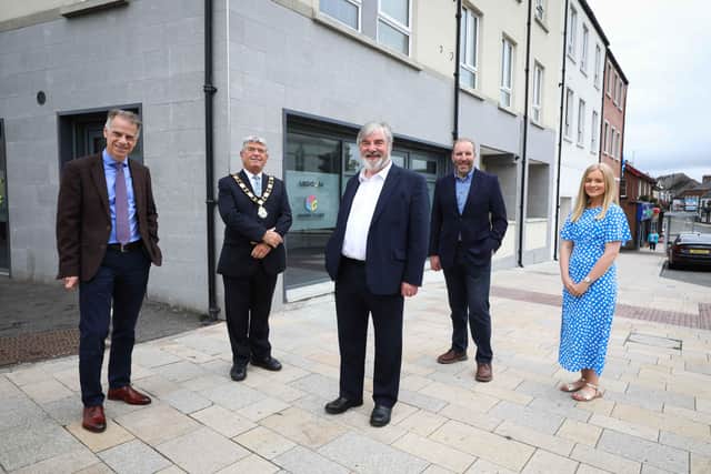 Michael McDonnell, Group Chief Executive of Choice Housing Ireland, Cllr Billy Webb, Mayor of Antrim and Newtownabbey, Dr Norman Apsley, OBE, LEDCOM Chairman, Ken Nelson, MBE, LEDCOM Chief Executive Officer and Catherine Henderson, LEDCOM Business and Marketing Executive